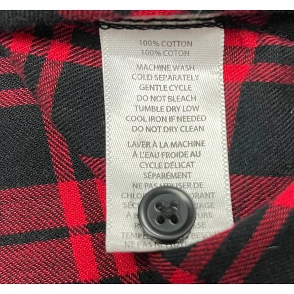 Beach Lunch Lounge SIZE L Red Black Plaid Ruffle Sleeve Button Shirt Top - Picture 8 of 8